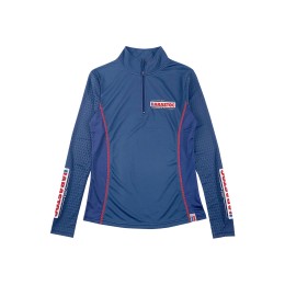 大量訂購女裝寶藍色長袖Polo恤  自訂企領半胸拉鏈蝦蘇線設計  馬術比賽Polo恤 100%Polyester  P1544 大量訂購女裝寶藍色長袖Polo恤  自訂企領半胸拉鏈蝦蘇線設計  馬術比賽Polo恤 100%Polyester  P1544